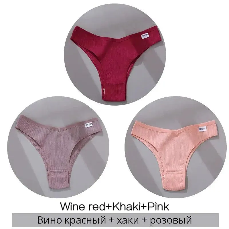 Women's  Sexy Cotton Brazilian Panties 3Pcs/set