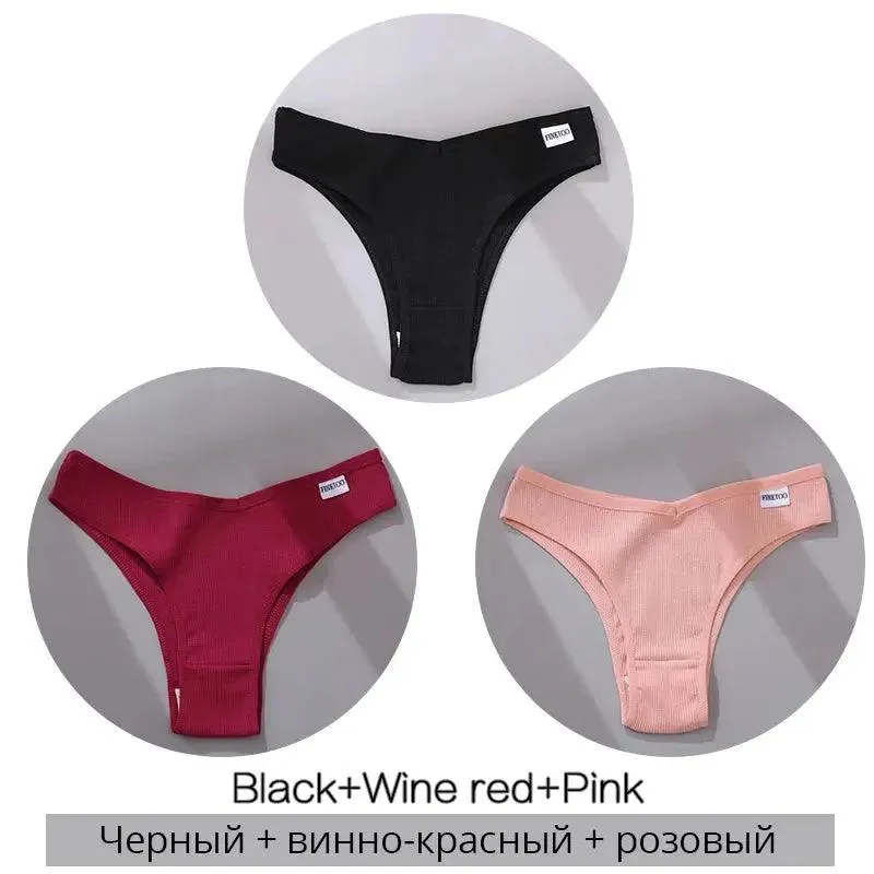 Women's  Sexy Cotton Brazilian Panties 3Pcs/set