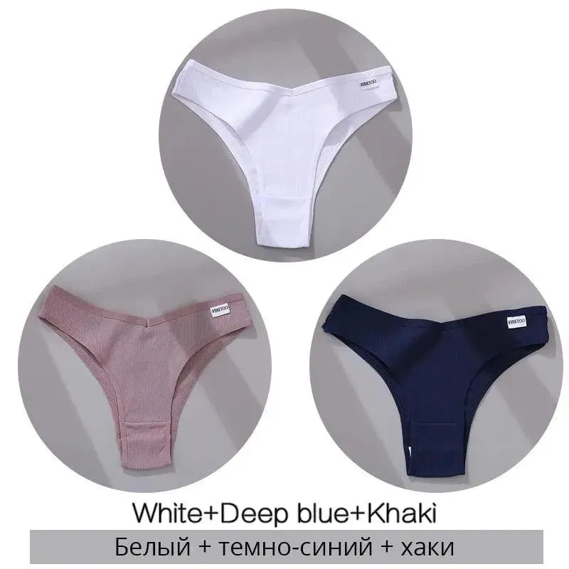 Women's  Sexy Cotton Brazilian Panties 3Pcs/set