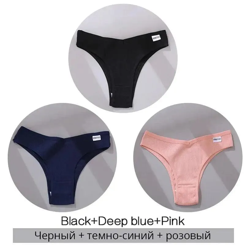 Women's  Sexy Cotton Brazilian Panties 3Pcs/set