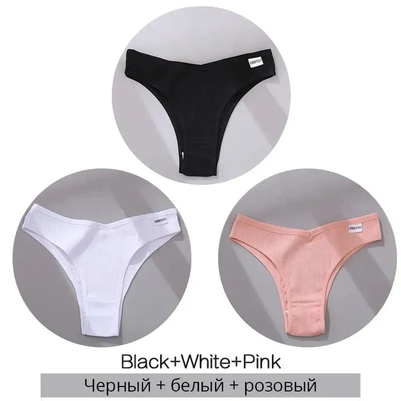 Women's  Sexy Cotton Brazilian Panties 3Pcs/set