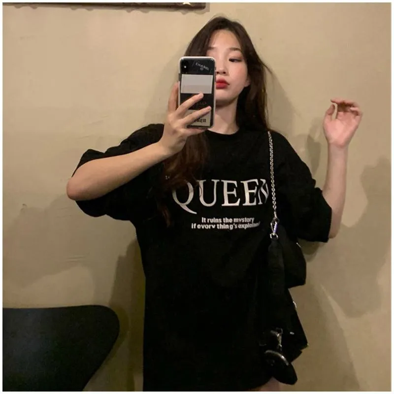 Women's T-Shirt Retro Harajuku Style Loose Fit Short Sleeve Tee