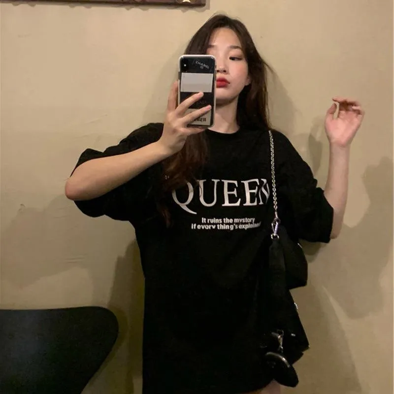 Women's T-Shirt Retro Harajuku Style Loose Fit Short Sleeve Tee