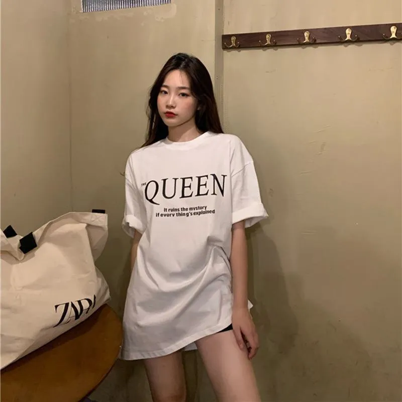 Women's T-Shirt Retro Harajuku Style Loose Fit Short Sleeve Tee