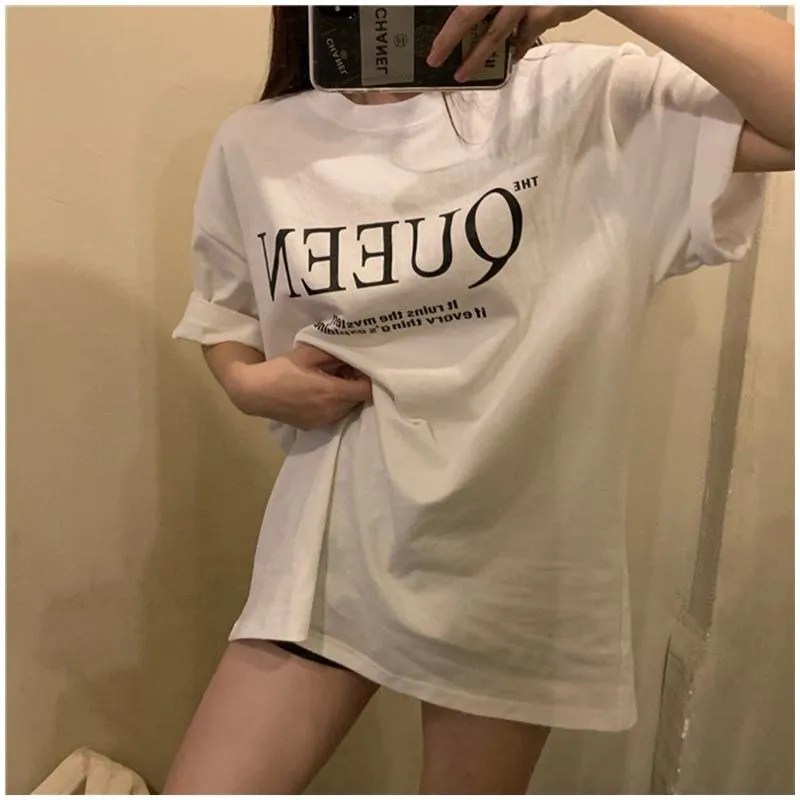 Women's T-Shirt Retro Harajuku Style Loose Fit Short Sleeve Tee